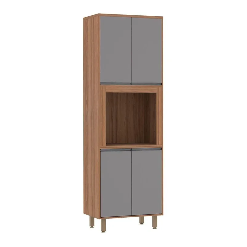 Paneleiro 70 Cm Nicho Para Microondas De Abrir 2 Prateleiras - Luciane - Móveis