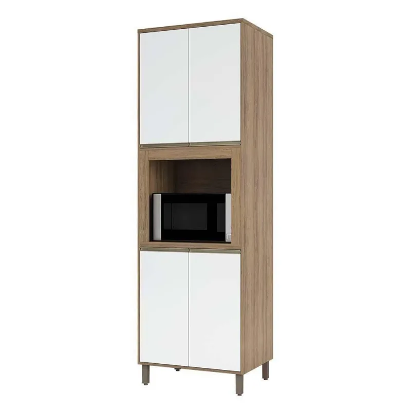 Paneleiro 70cm Nicho Para Microondas 4 Portas 2 Prateleiras - Luciane Móveis - Móveis