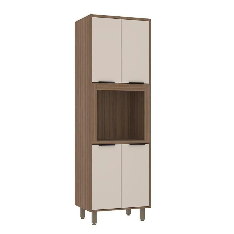 Paneleiro 70cm 4 Prts Espaço Micro-ondas Aspen Vanilla/beige - Luciane Móveis - Móveis
