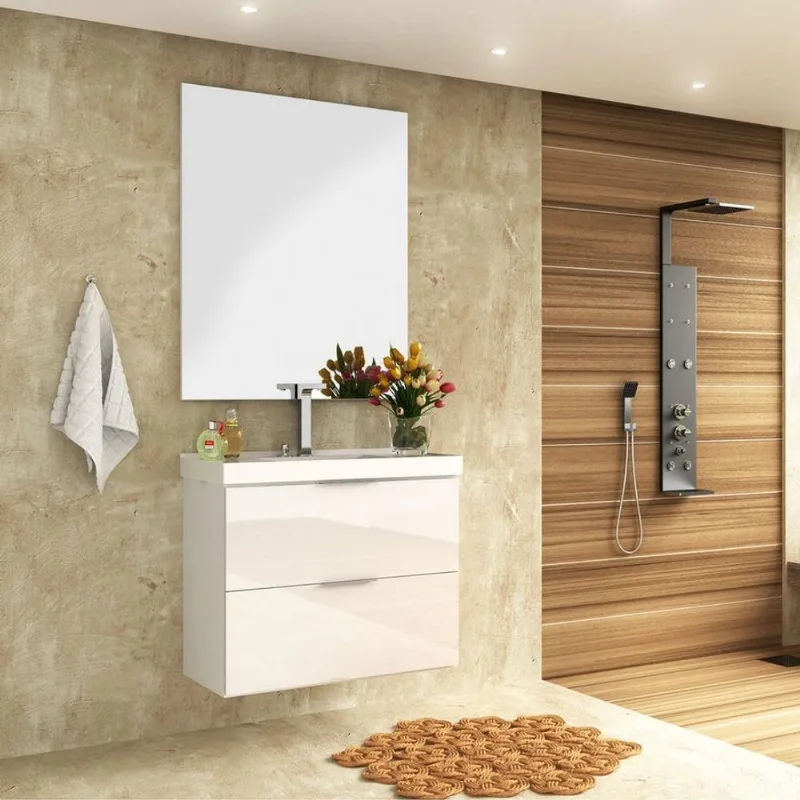 Balcão Pietra 80cm Branco Brilhante Bosi