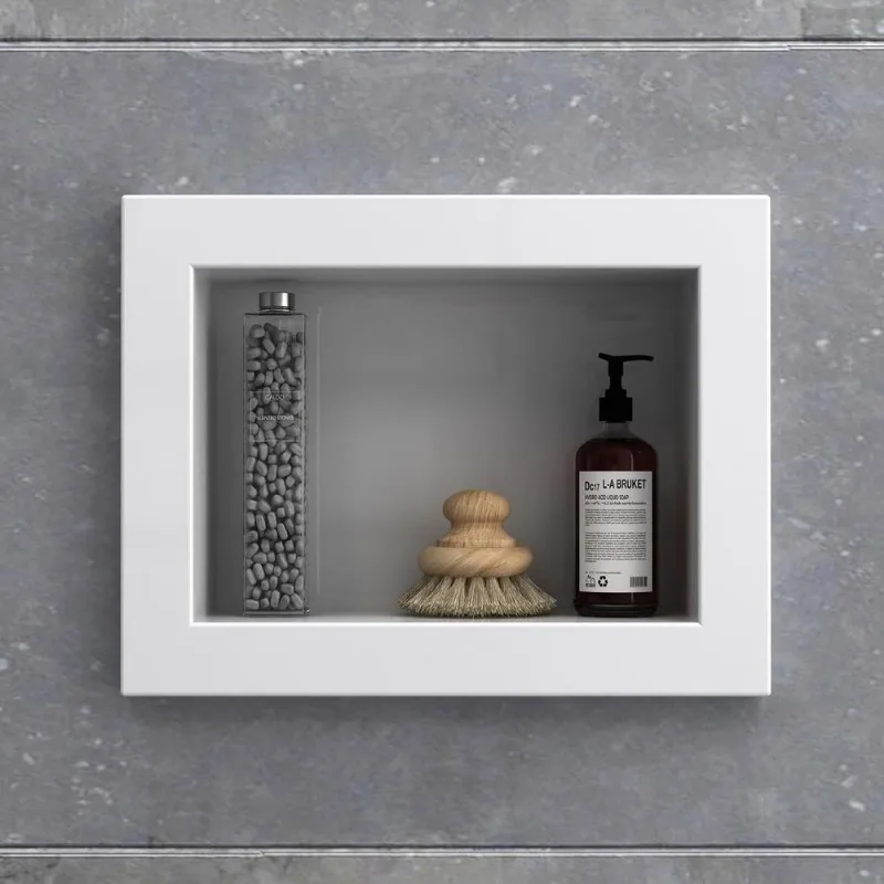 Nicho Decorativo Para Banheiro em Mármore Sintético Bosi Pequeno Branco 30,3x9x22,4cm
