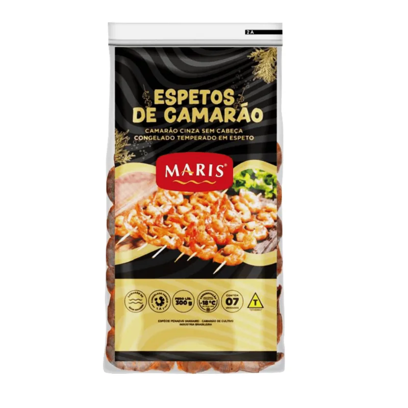 Espetos de Camarão Temperado Congelado Maris 300g
