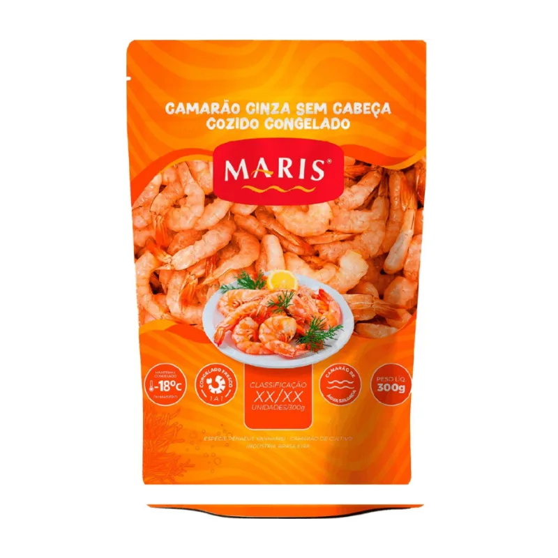 Camarão Cinza Maris Cozido sem Cabeça Congelado 300g