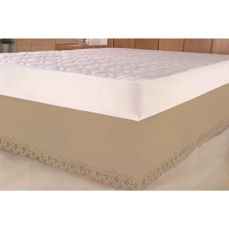 Saia para cama box colchobox bordado ultrassonico casal avelã