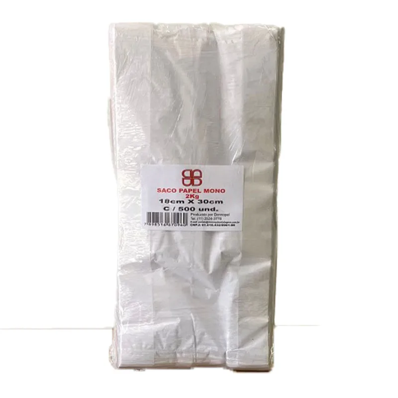 Saco de Papel Donnoplast 2kg Com 500 Unidades Branco