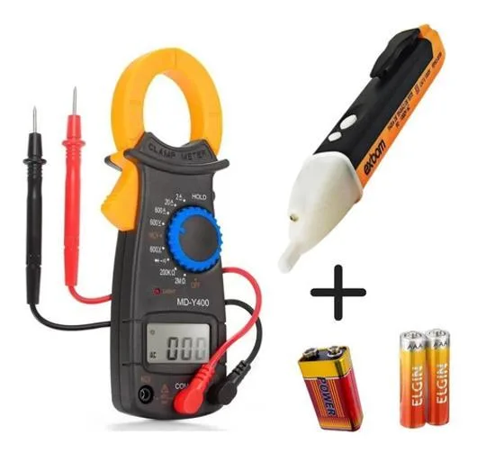 Kit Alicate Amperímetro E Caneta Tensão Eletrica