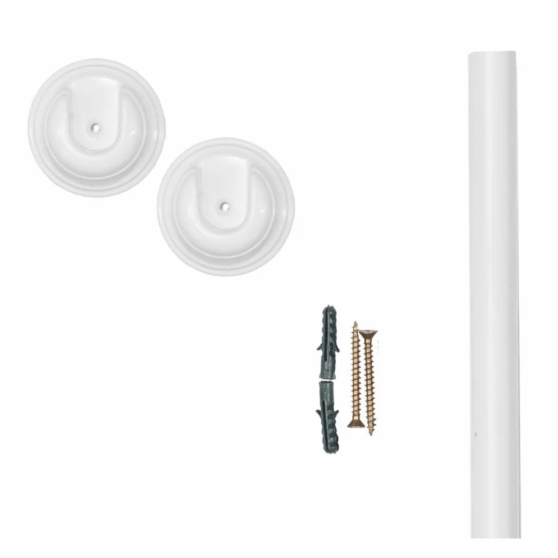 KIT P/ CORTINA BOX ROSETA 19MM 1,50MTS C/2 SUP BRANCO