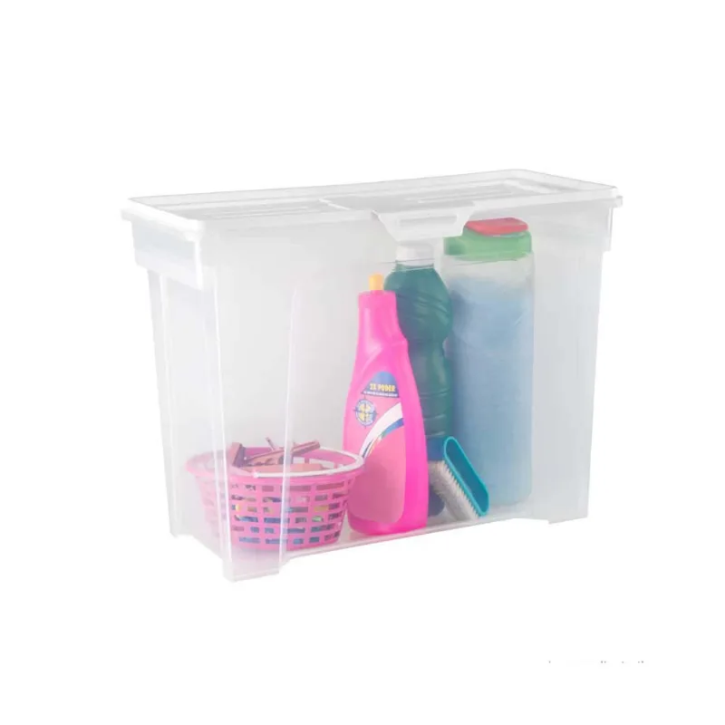 Caixa organizadora Utile incolor 18L com tampa branca Prat-k