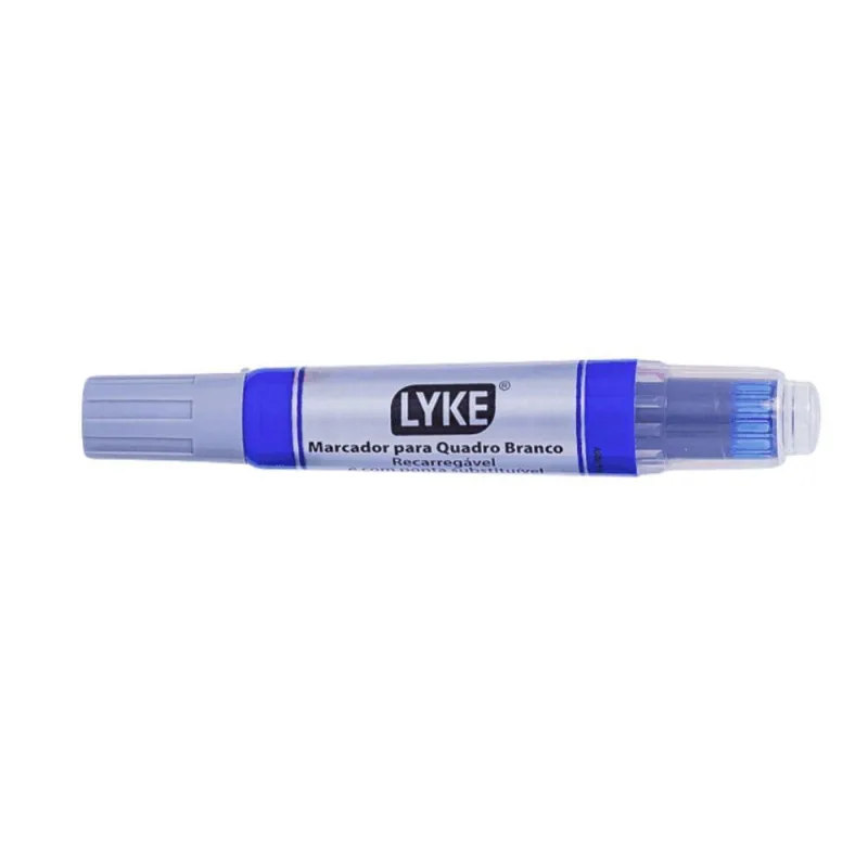 Pincel Marcador Quadro Branco Recarregável Lyke Azul - LYKE - Papelaria