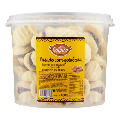 BISCOITO FLORZINHA RECHEIO GOIABADA TACHO CAIPIRA POTE 400G - Tacho - Mercearia