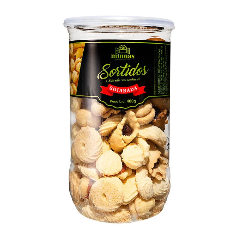 Biscoito com Recheio de Goiabada Sortidos Minnas Pote 400g
