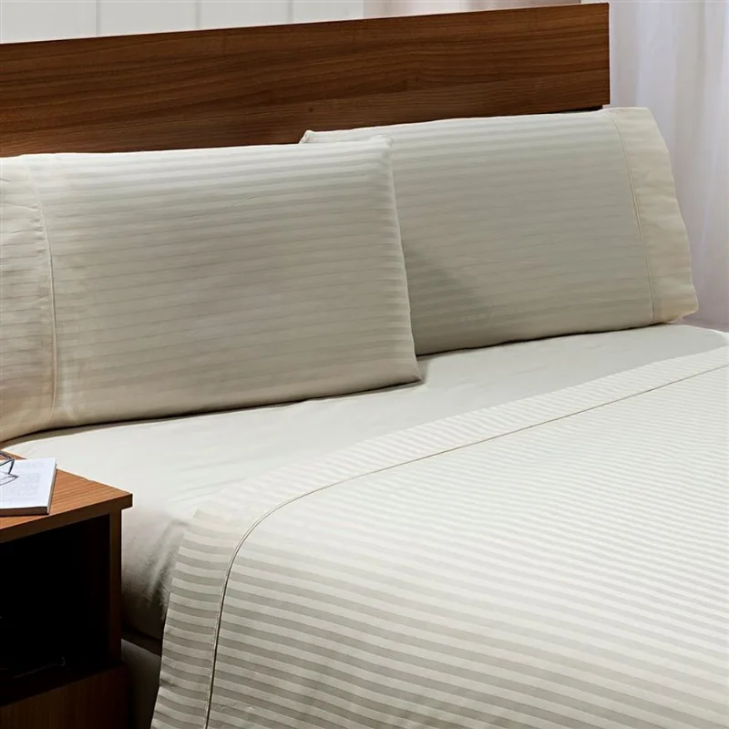 Jogo Cama Stripe 300 F King Marfim