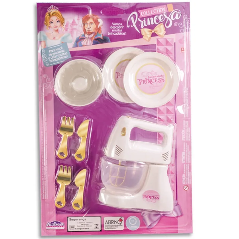 Kit cozinha infantil com batedeira + talheres E acessorios 9 pecas