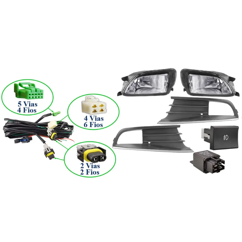 Kit Farol Auxiliar Gol Voyage G6 12/ Com Friso Cromado Anxt