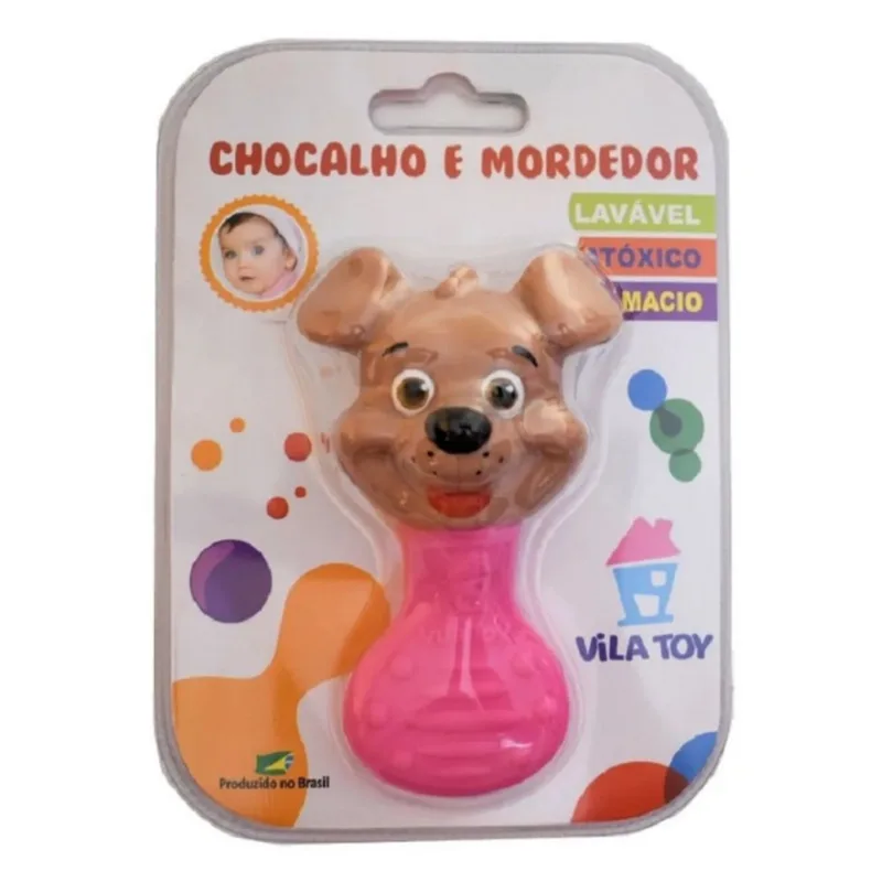 Chocalho e Mordedor Vila Toy Dog Rosa 100311