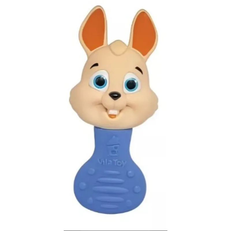 Chocalho Mordedor Macio C/barulho Suave Coelho Azul E Rosa Azul