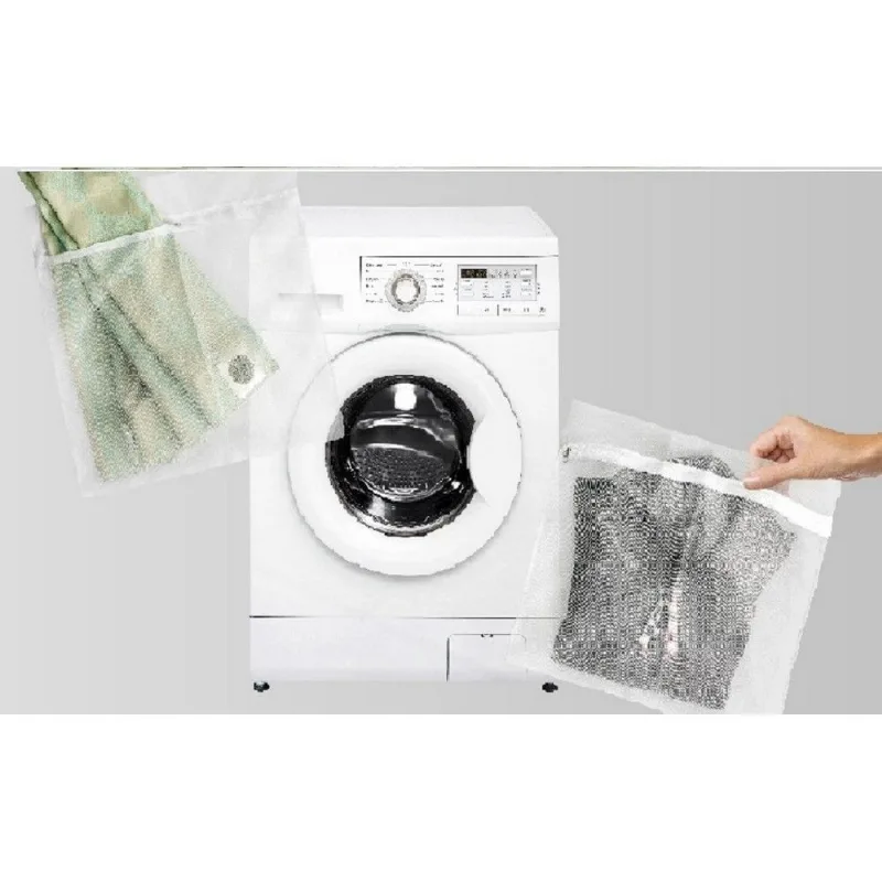 Kit de 2 Sacos de Tela Protetora para Lavar Roupas Tamanhos P e M Branco Casa Dona