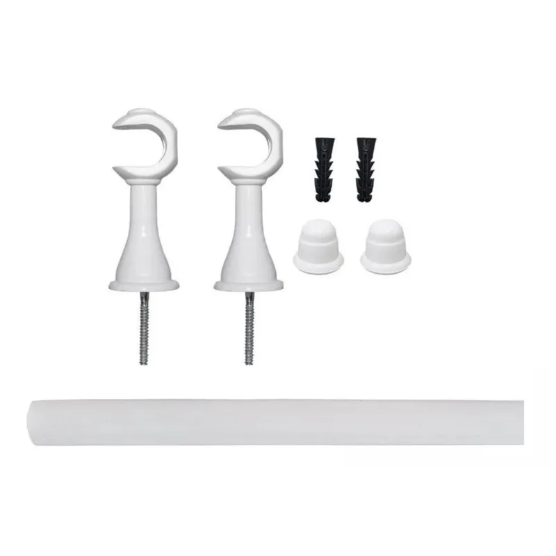 Kit Varão Suporte Simples Cortina Ponteira 19Mmx1,5M Branco