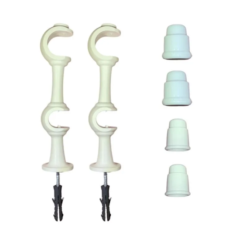Kit 2 Suporte Varão Duplo Cortina Ponteira 19-28Mm Branco