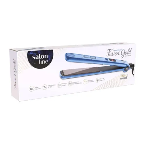 Prancha Salon Line Fusion Gold Azul - SALON LINE - Higiene E Beleza
