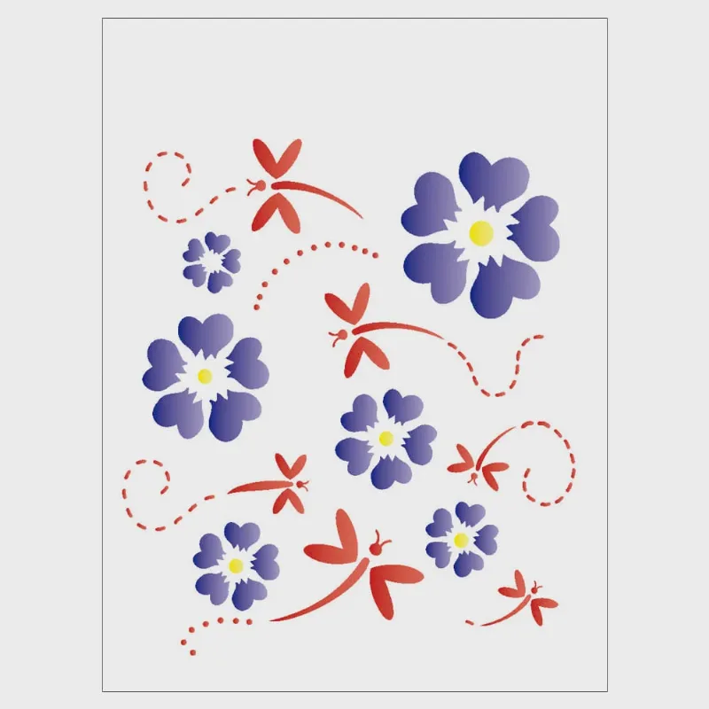 Stencil Sp. 15x20 1149 Flores/libelulas