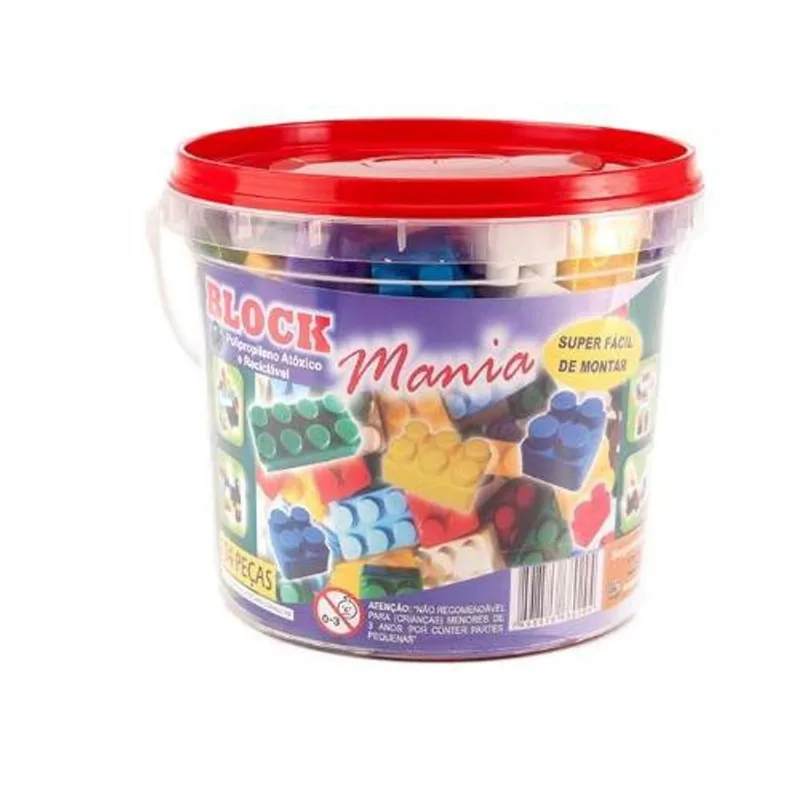 Balde De Blocos De Montar Com 104 Peças Brinquedo Educativo