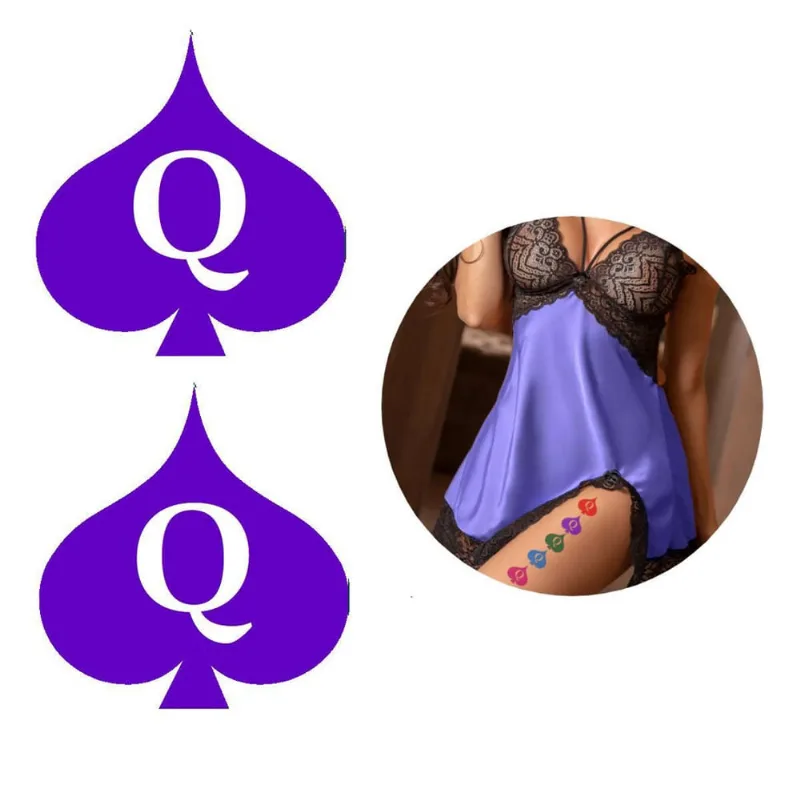 Tatuagem Temporária Hotwife Cores Modelos Rainha Copas