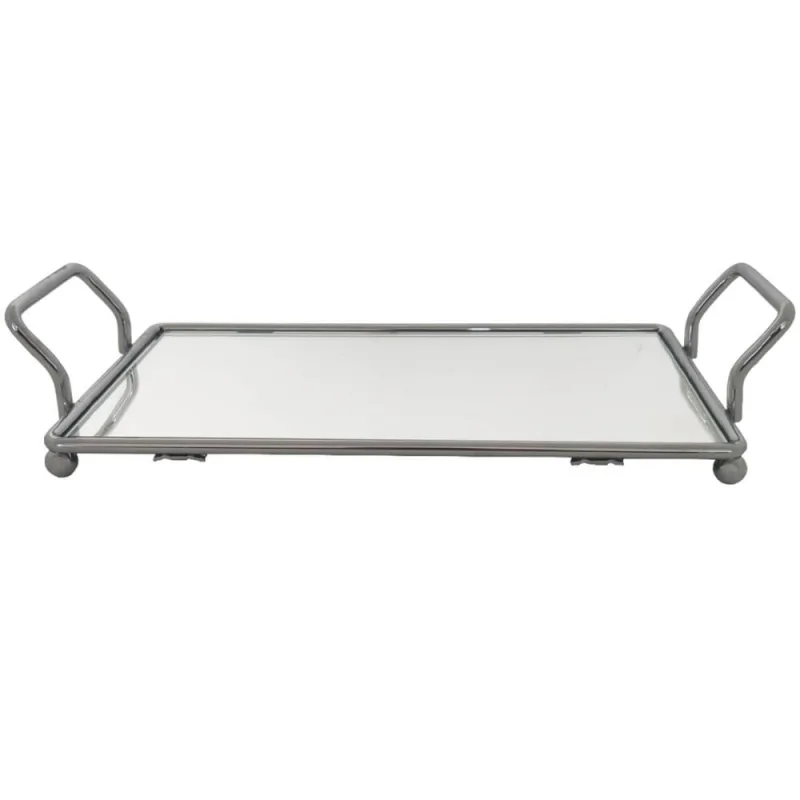 Bandeja Decorativa Espelhada para Aparador Banheiro Bar Perfumes Aço Inox Duler 10,5 x 24cm - MS Aramados - Decoração