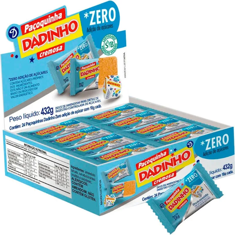 Doce Paçoca Dadinho Zero 24x18g