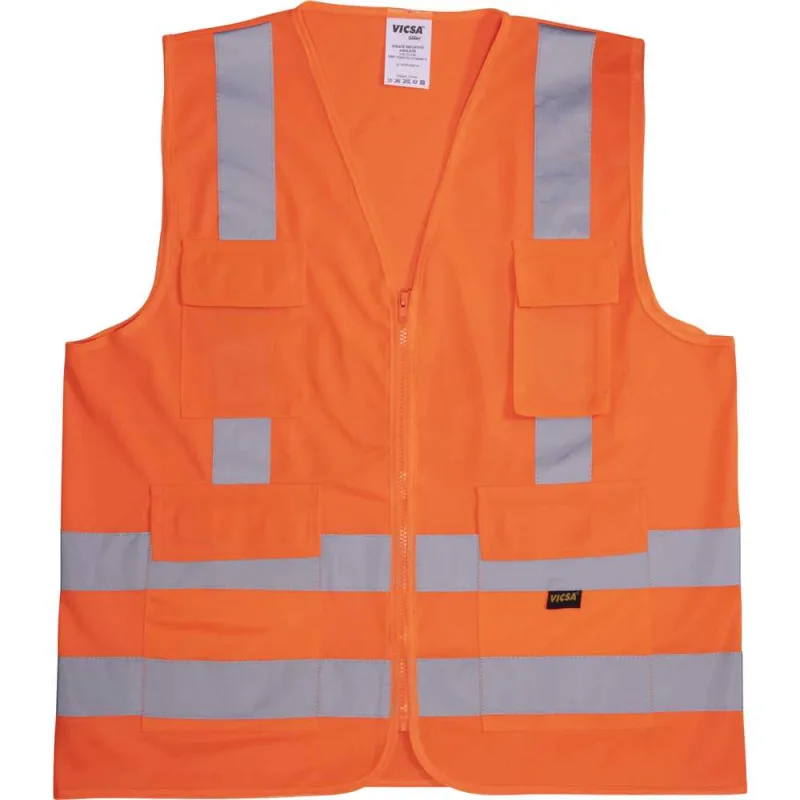 Colete Sinalização  com 4 Bolsos Reflexivo Laranja Tam. Xg Vic72130 Xg - Vicsa - VICSA - Epi