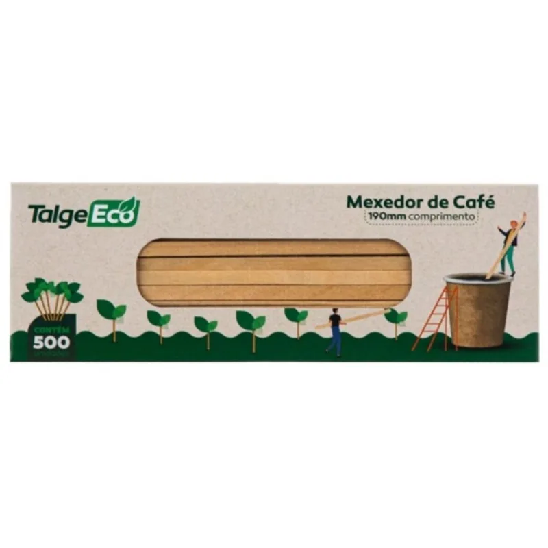 Mexedor De Bambu Talge Para Drink Café Bebida 19cm 500un