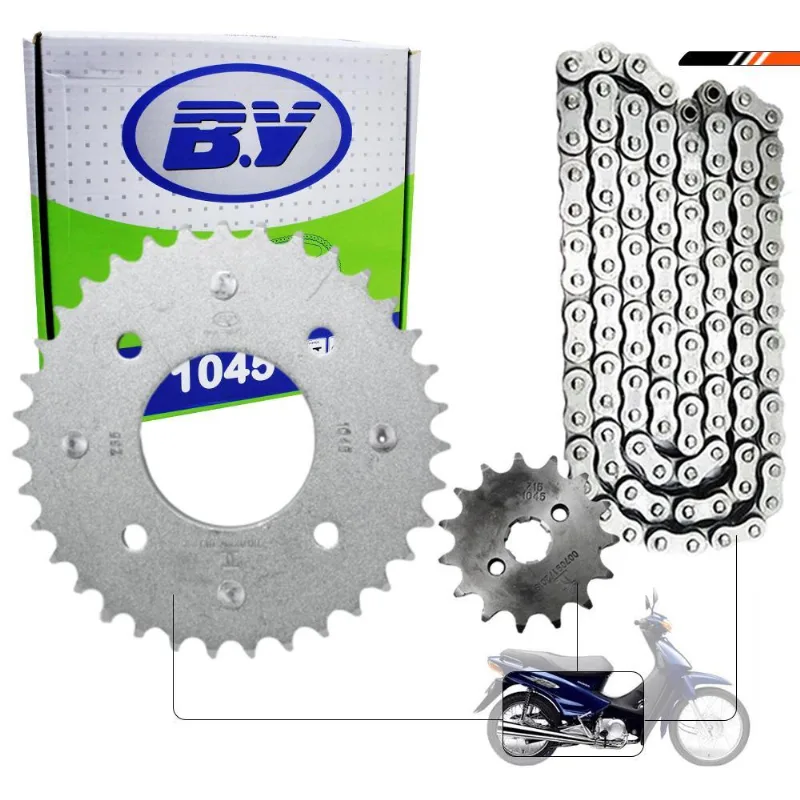 Kit Relação Transmissão Biz 100 1998 A 2005 Aço 1045 By