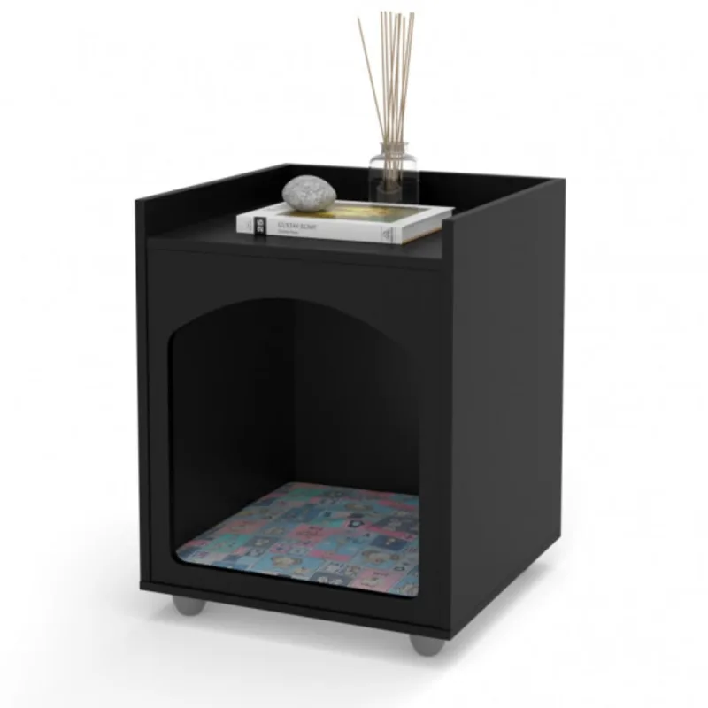 Mesa Cabeceira Casinha de Cachorro/Gato PET Preto Fosco - ofertamo - Cama, Mesa E Banho