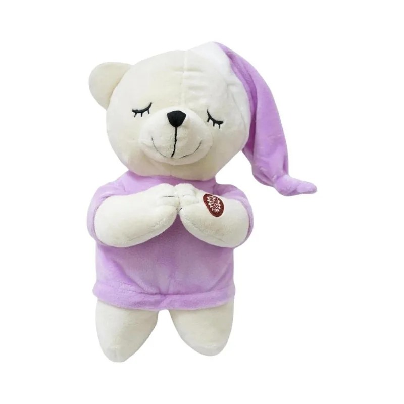 Pelúcia Urso Reza Pai Nosso Roxo - Bbr Toys