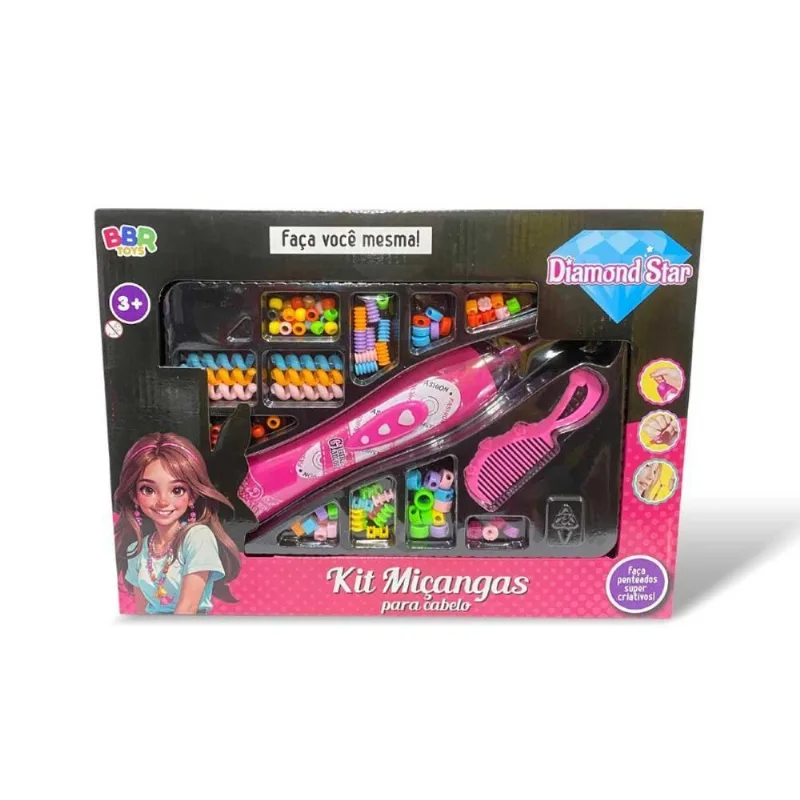 Kit Miçangas Para Cabelo Bbr Toys Diamond Star R3331