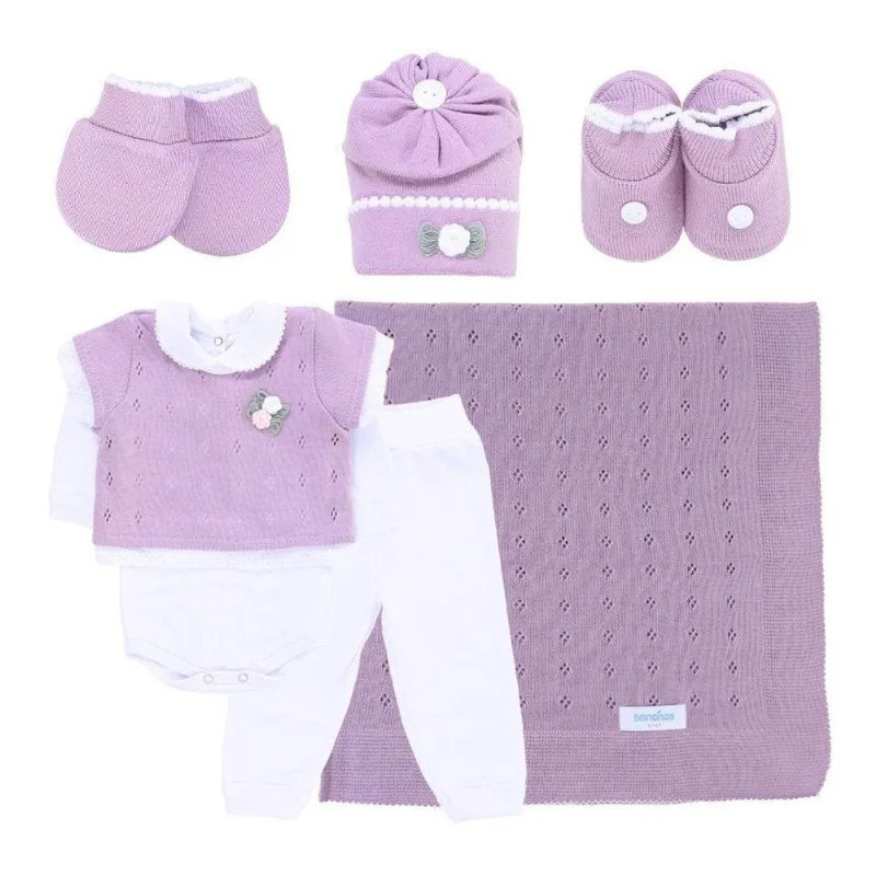 Saída De Maternidade Feminina Sanches 7 Peças Violeta (MP)