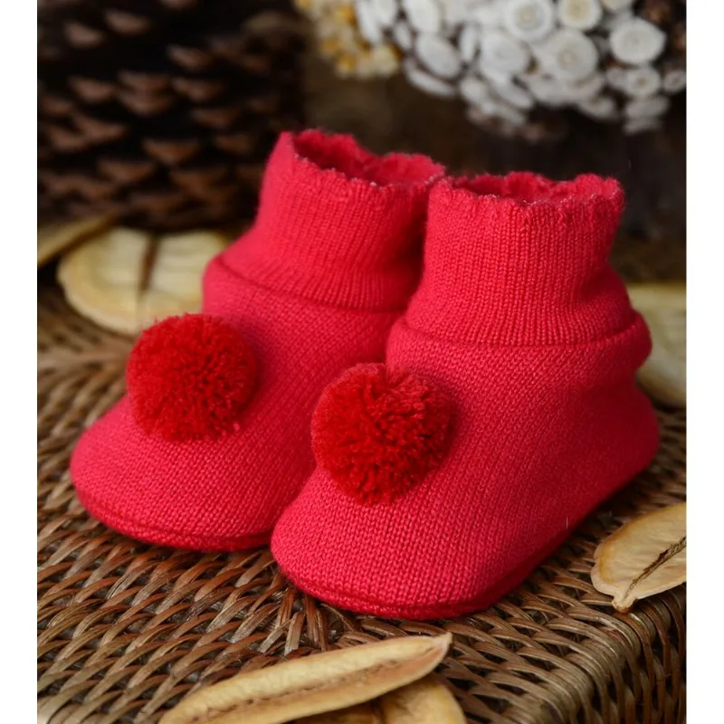 Sapatinho para Bebê Pompom Liso Tam. RN Vermelho - RN