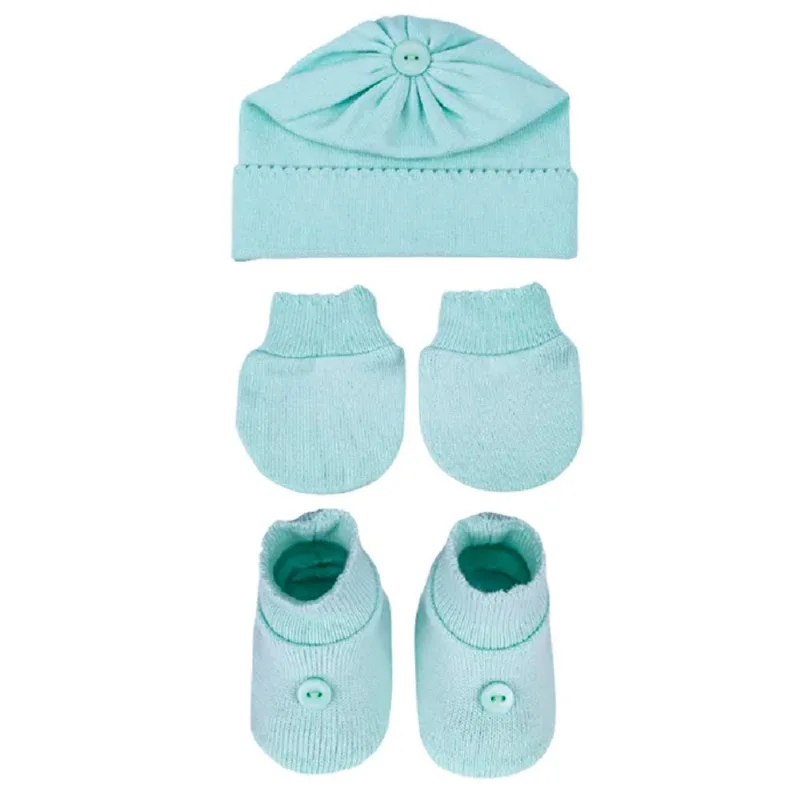 Kit Bebê Rn 3 Pecas Sanches Verde Com Botao (MP)