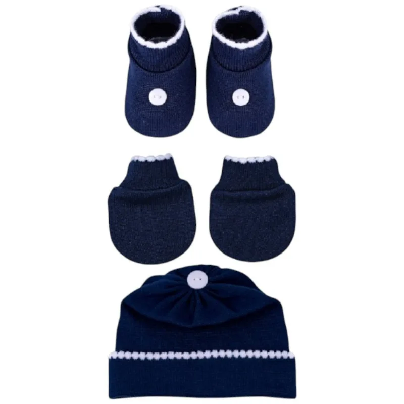 Kit Bebê RN Sanches 3 Peças Azul Marinho Branco (MP)