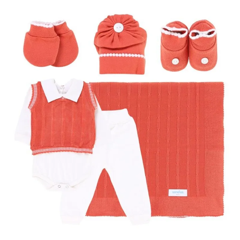 Saída De Maternidade Masculina Sanches 7 Peças Terracota (MP)