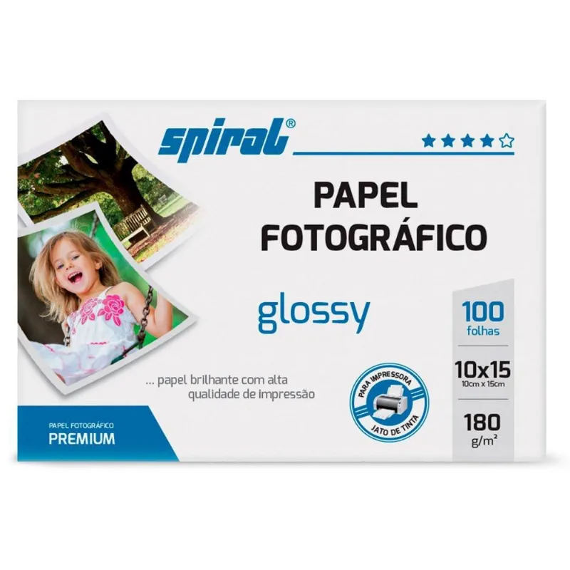 Papel fotográfico 10x15cm 180g glossy paper G180-100 Spiral pt 100 fl