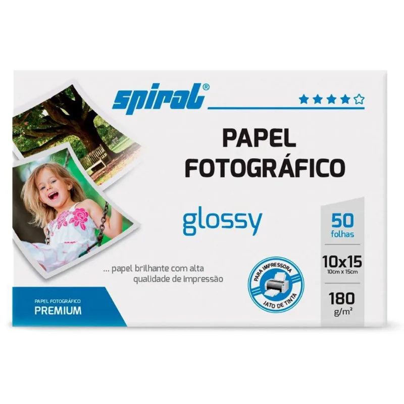 Papel fotográfico 10x15cm 180g glossy paper G180-50 Spiral pt 50 fl