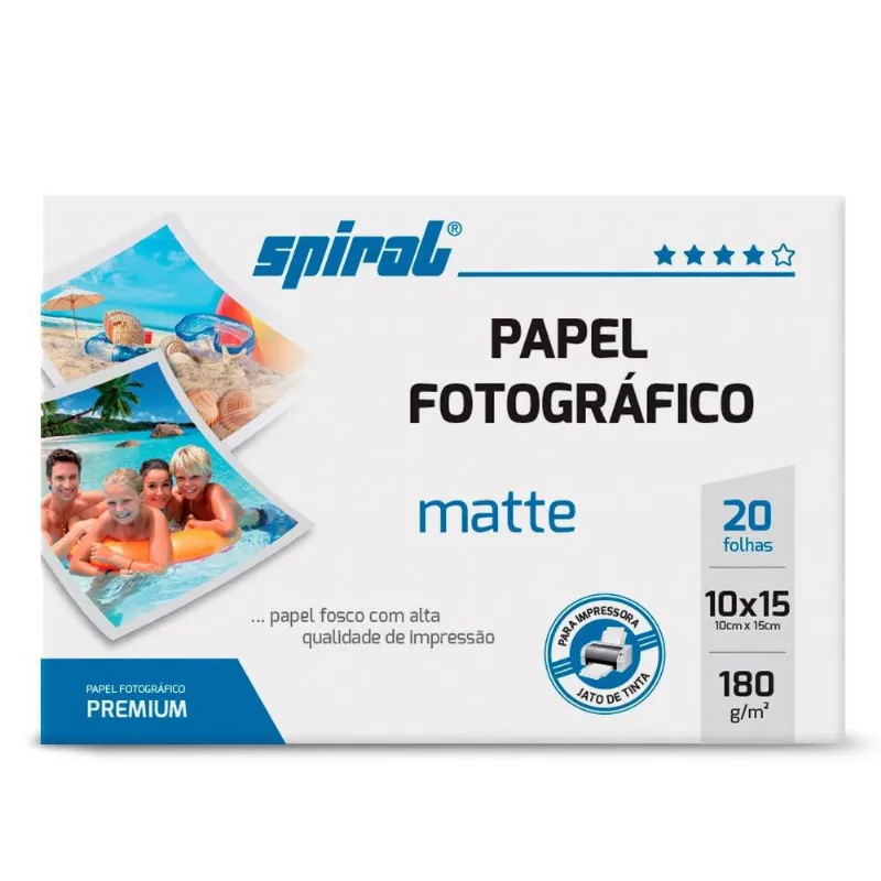 Papel fotográfico 10x15cm 180g matte paper M180-20 Spiral pt 20 fl