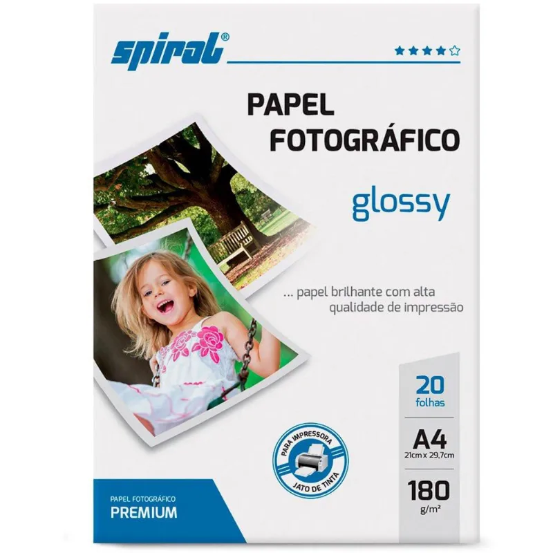 Papel fotográfico A4 180g glossy paper G180-20 Spiral pt 20 fl