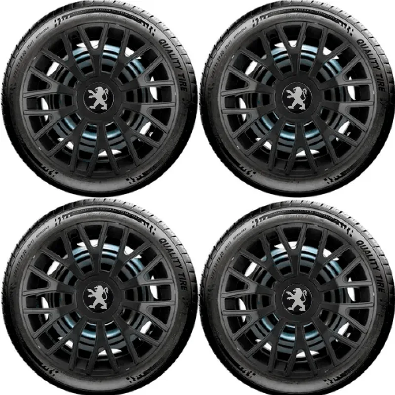 Jogo 4 Calotas Triton Aro 13 Preto Fosco Peugeot 106 206 207