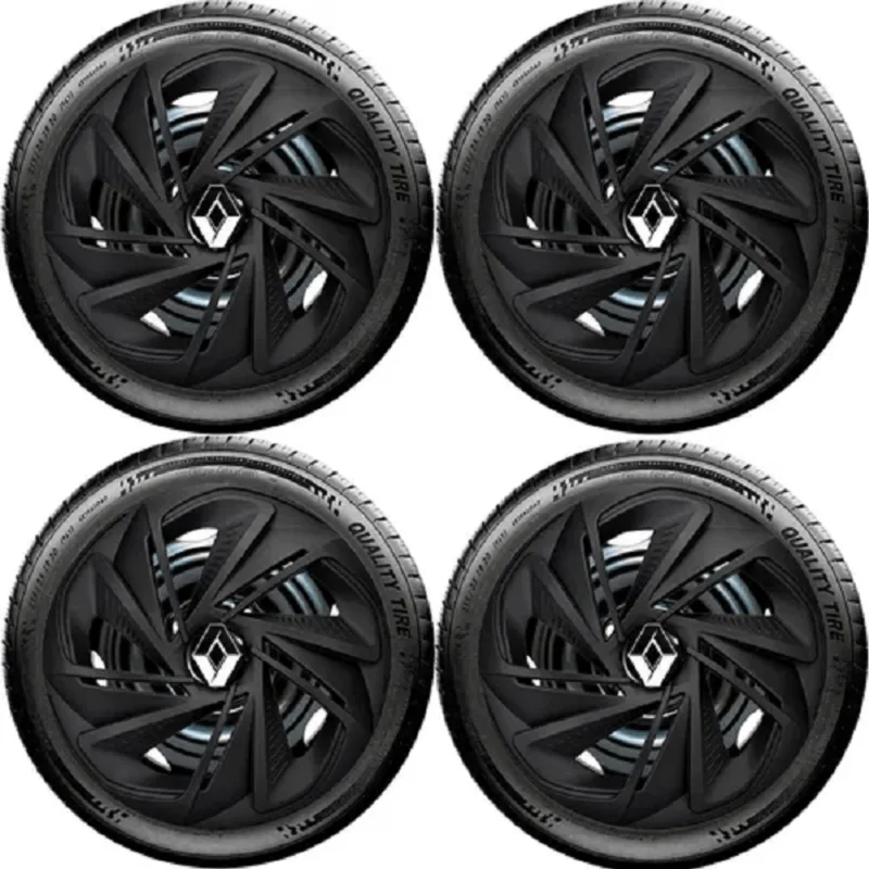 Jogo 4 Calotas Nitro Aro 13 Preto Fosco Clio Logan Sandero