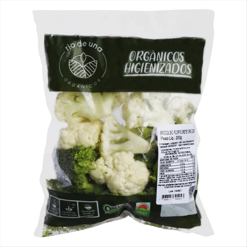Brócolis e Couve Flor Florete Orgânicos Higienizados 200g - Rio de Una - Hortifruti