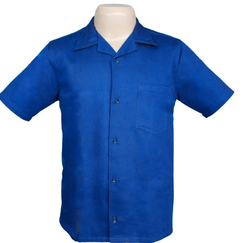 Camisa Azul Em Brim De Manga Curta E Fechadura De Botão - 15500077-az - Nexus Nexus