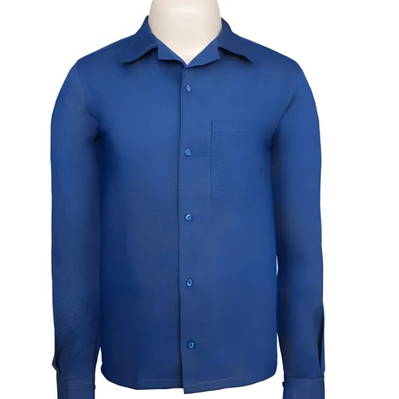 Camisa Brim Botão Manga Longa Tamanho P Azul - 15500081-cz - Nexus Nexus