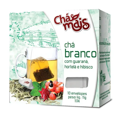 Chá Branco Com Guaraná Hortelã E Hibisco 10x11g Chamais - CHAMAIS - Mercearia